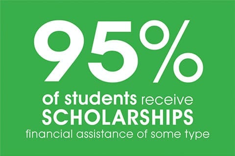 95% of students receive scholarships